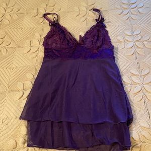 Purple lace detail babydoll lingerie. Size Small